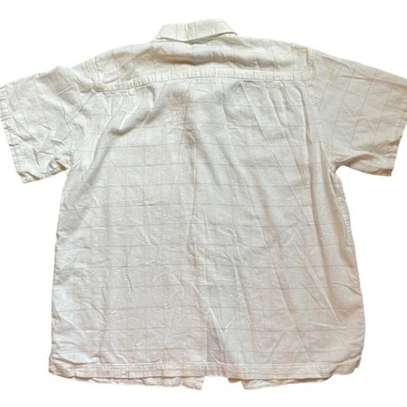 Marc Edward white tan window pane button up linen shirt preppy casual beach XXL - Picture 3 of 10